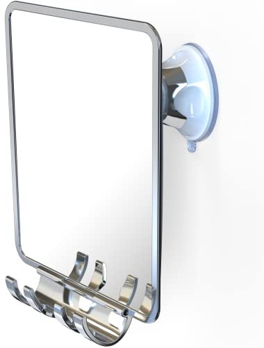 Luxo Duschspiegel, Duschspiegel beschlagfrei zum Rasieren mit einem abnehmbaren Rasiererhalter - Rasierspiegel für Dusche mit einem leistungsstarken Saugnapf - Bruchsicherer beschlagfreier Spiegel für