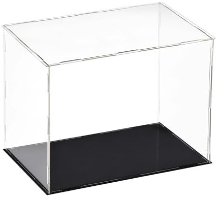 Recogwood Acrylic Clear Display Case, 30 x 15 x 25cm Assemble Countertop Box Cube Organizer Stand Dustproof Protection Showcase with Black Base for Action Figures Toys Collectibles
