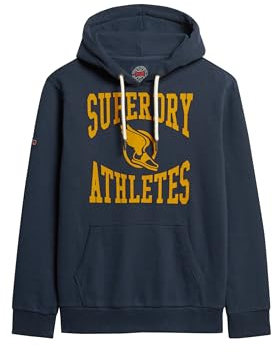 Superdry Herren Track & Field Athletic Hoodie mit Grafikprint Blau Marineblau Meliert S
