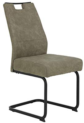 Hela Tische, 1ner Pack Esszimmerstuhl Kerstin, Bezug Vintage Schlamm, Vierkantgestell Schwarz, Komfortsitz Federkorb, 140kg belastbar