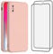 Amzpas Coque pour iPhone X/XS avec 2 Verre Trempé écran Protecteur, Coque en Silicone de Protection Antichoc pour iPhone X/XS, Rose