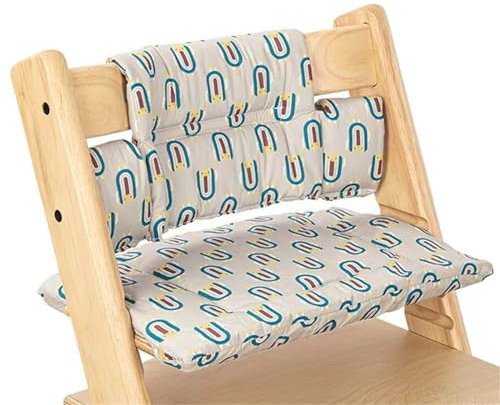 Hiseng Sitzkissen Hochstuhl für Baby Kinder Universal Hochstuhl Sitzkissen Set Hochstuhlkissen, 2-teilige Auflage Sitz-Kissen Set Abwaschbar für Hochstuhl Kinderhochstuhl Druck (Regenbogen)