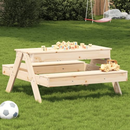 CIADAZ 832592 Table de pique-nique avec bac à sable pour enfants en bois massif de pin, table de jardin extérieur, table de balcon, tables terrasse et jardin, table d'appoint de jardin