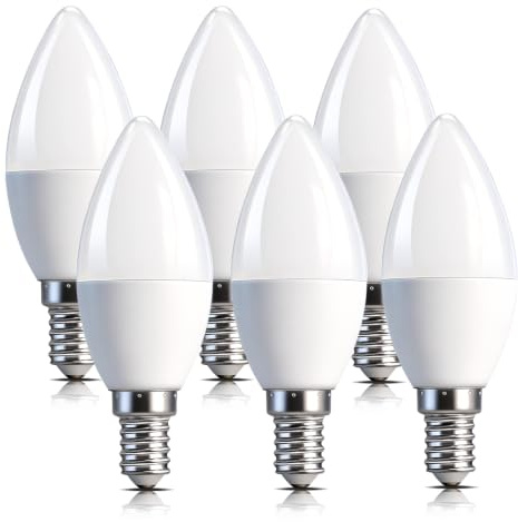 Ddlisu E14 LED Kerze Lampe,Energieklasse A E14 LED Warmweiss Energiesparlampe, 3000K 2W 470LM C37 Warmweiß Leuchtmittel Entspricht 40W, AC 220-240V, 330° Strahlwinkel, Nicht Dimmbar, 6 Stück