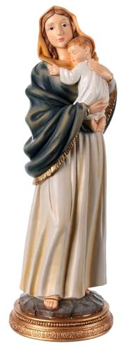 Statue stehende Madonna mit schlafendem Kind in ihren Armen, 40 cm, Harz