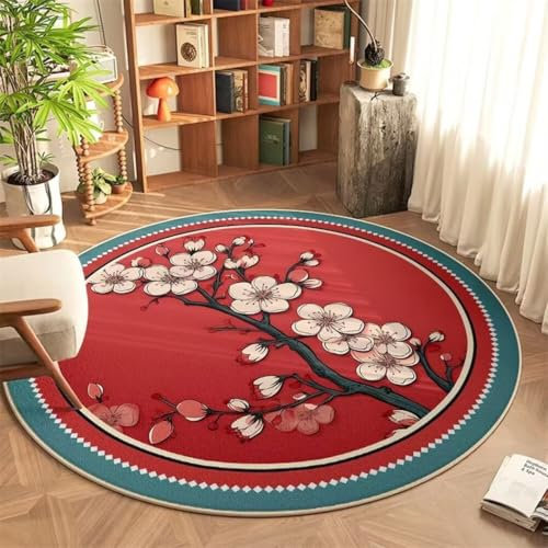 DJHWWD Balkondekorationen auslegeware Schlafzimmer, runder roter Teppich, Wohnzimmer, niedriger Flor, pflegeleicht spielteppich mädchen esszimmer 40X40CM