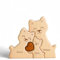 Drawelry Personalisiert Tierfamilie Holzpuzzle mit Namen Schnitzerei Skulptur Wald Wolf Fuchs Bär Kaninchen Welpe Katze Holzstatue Valentinstag Weihnachten Geschenk für Papa Mama Paar (Katze)