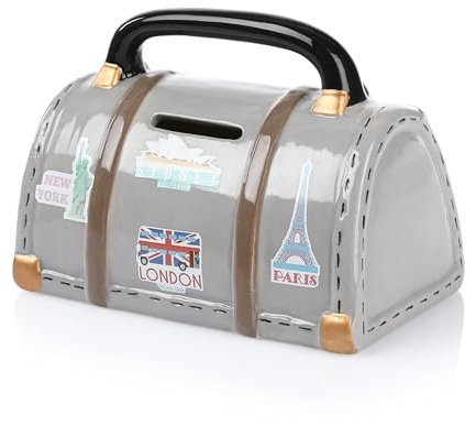 FunX Spardose Reisetasche - Sparschwein als Verpackung für Geldgeschenke für den Urlaub, Reise oder als Deko - Urlaubskasse 14 x 8 x 10 cm