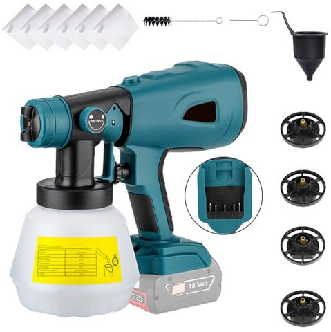 Hanzete Cordless Paint Sprayer replacement for Bosch 20V Max Battery,Handheld Electric Paint Sprayer with 1000ML Container for Home Interior and Exterior/Furniture/Cabinets/Walls/Fence/Ceiling (Batter