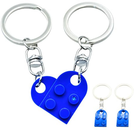 Porte Clef Couple,Porte Clé Coeur,Porte Clés Cadeau Amoureux,Idee Cadeau Couple,Amour Cadeau,Cadeau Originale pour Lego Porte Clef,Saint Valentin,Nouvelle Maison,Anniversaire
