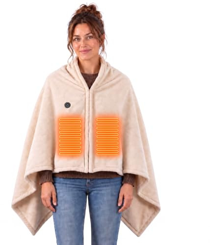 Silvergear® Coperta Riscaldante | Poncho 3 Livelli | 150x80 cm | Beige