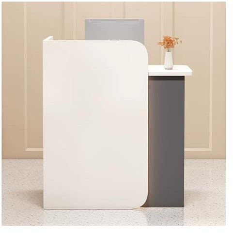 Rezeptionstheke Mit LED-Beleuchtung Abschließbare Schubladen Abgerundete Kassentheken Große Tischplatten Informationstheken Mit Offenen Regalen Moderne Verkaufstheken Empfangstheken in Hotelbüros(Gray