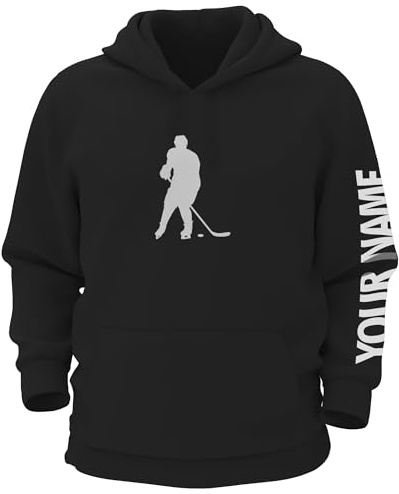 Print Cartel Ice Hockey Sweater for Kids Sports Sweatshirt Ugly Hoodie for Boys and Girls customizable Ice Hockey Kids Hoodie, 3-4 Years, Black