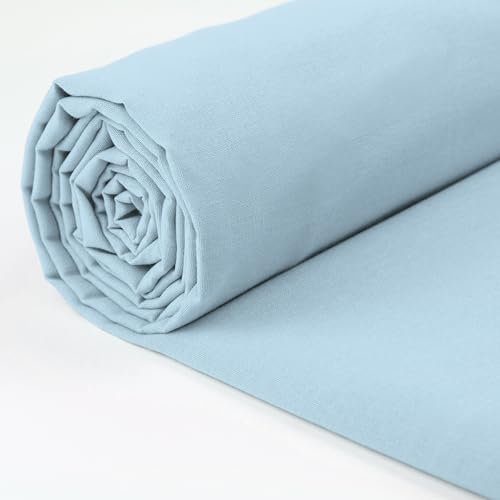 A-Express 100% Baumwollstoff - 150 cm (60 Zoll) Breit – Uni Baumwoll stoff Meterware - Ideal für Patchwork, Nähen, Vorhang, Futter, Bettwäsche, Schneiderei, Kissenbezüge - Hellblau 2 Meter