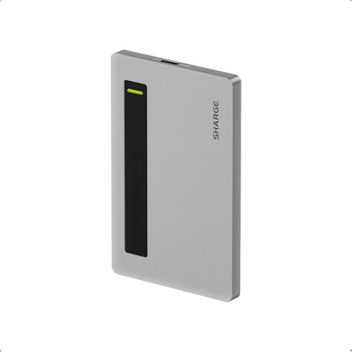 sharge Disk Plus SSD Enclosure 10Gbps M.2 NVMe USB C 3.2 Gen2, 0.24 Ultra Slim Aluminum Enclosure with Built-in Cable Support 2230/2242/2280 M Key SSDs for MacBook Pro, Steam Deck (SSD not Included)
