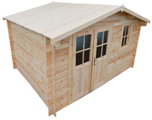 Gardy Shelter Abri de Jardin en Bois Massif de 12m² | Abri à Outils Abri de Rangement Extérieur | Qualité supérieure avec Une épaisseur des parois de 40mm