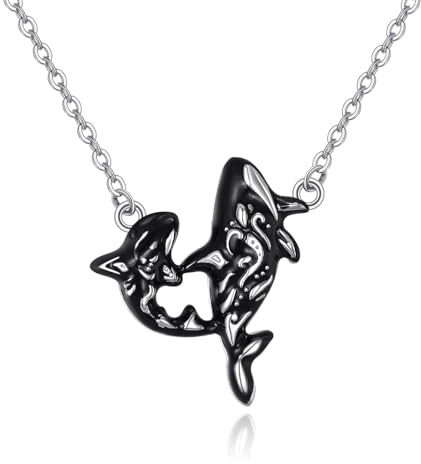 CUPENDA Orca Killerwal Halskette S925 Sterlingsilber Ozeanschmuck Muttertagsgeschenk für Frauen Mutter und Tochter