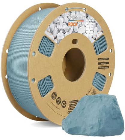 OVERTURE Rock PLA Filament 1,75 mm Haze Grau 1kg | Marmor PLA | Marmorierte Oberfläche • Einzigartiger Steineffekt • Maßgenauigkeit ±0,02 mm • Gleichmäßige Extrusion • FDM 3D Drucker