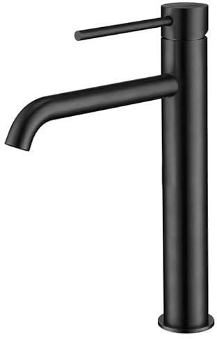 Wasserhahn Bad Schwarz, Hoch Wasserhahn Waschtischarmatur Einhandmischer Armatur Waschbecken Eckig Badezimmer Armatur Bad Schwarz mit Warm und Kalt Wasser für Waschbecken Waschtisch Badezimmer (Hoch)