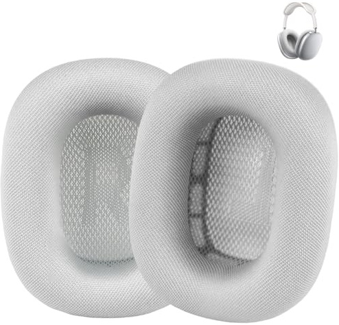 Adhiper Upgraded Replacement AirPods Max Ear Cushions for Airpods Max Over-Ear Headphones, Ear Pads with Durable Mesh Fabric, Softer Foam - Sliver