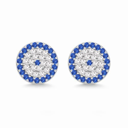 Evensee 925 Silber Dunkelblau Nazar Ohrringe für Damen | Dunkelblau Nazar Ohrringe,925 Silber,Zirkonia Akzent,Hypoallergen,Rhodiniert,Schutzsymbol Geschenk für Damen