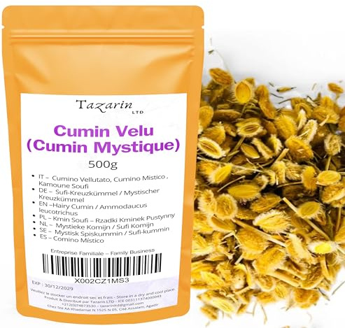 500g Sufi-Kreuzkümmel - Mystischer Kreuzkümmel/Cumin Soufi/Kamoune Soufi – Verdauungsregulierend – Natürliches Antioxidans – Entzündungshemmend – 100% Naturrein – Premium-Qualität | Tazarin Ltd