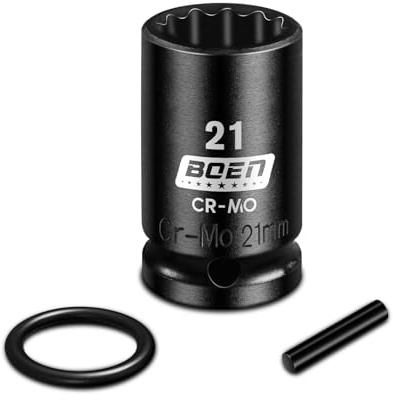Mr.wintek 21mm Scaffolding Impact Socket 1/2 Drive with Retaining Pin & O-Ring, 12 Point Design, CR-MO Steel for Scaffolding Coupler, Pipe Clamps, High-Torque Applications, Automotive Repair