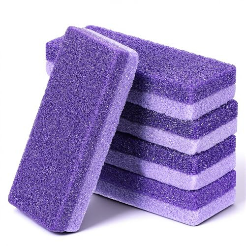 Grevosea 5 Pcs Foot Pumice Stone for Feet, Double Sided Foot Scrubber for Feet Heels Hard Skin Callus and Dead Skin Remover Pedicure Tools (Purple)