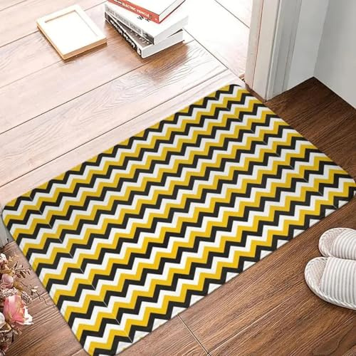 CWCMZDH Custom Bohemian Zig Zag Boden Tür Küche Bad Matte Anti-Rutsch-Outdoor-Moderne Geometrische Welle Fußmatte Garage Eingang Teppich