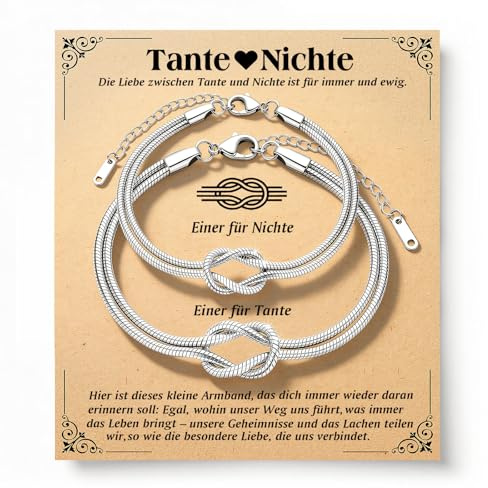 YIBONIKA 2er Set Knoten Armband, Partnerarmbänder Schmuck Geschenke für Mutter Tochter Oma Enkelin Tante Nichte Damen Mädchen zu Muttertag Geburtstag Weihnachten