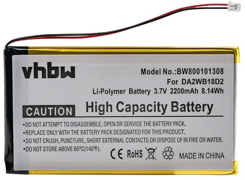 vhbw Akku kompatibel mit Iriver H340 | H320, H120, H110, H140 MP3-Player Musik Player (2200 mAh, 3,7 V, Li-Polymer)