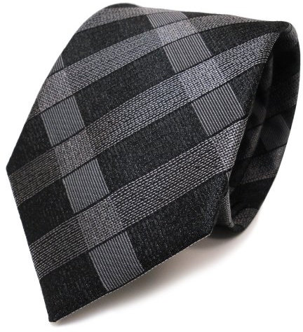 TigerTie Designer Seidenkrawatte in grau anthrazit schwarz kariert