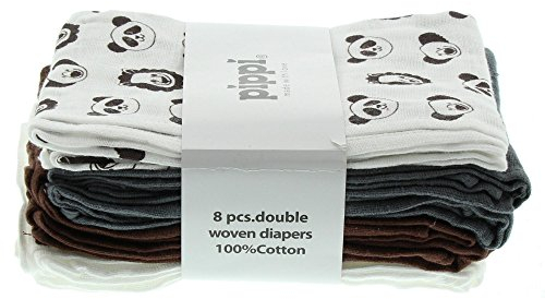 Pippi Baby - Mädchen Schal Diapers Ao-printed 8er Pack, braun, Einheitsgröße (Herstellergröße:70*70 cm)