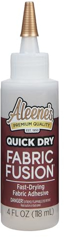 Aleene's Quick Dry Fabric Fusion, Fast-Drying Permanent Fabric Glue, Stong Bond Dries Soft and Clear in Minutes, 4 fl oz