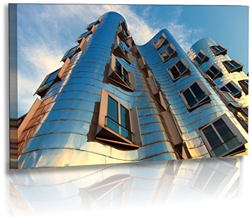 Premium - Acrylglas - Architekturfotografie - Städte - Düsseldorf - Bilder - Gehry Bauten - Wandbilder XXL - Bild - Stadt - Architektur - Acrylglasbild - Glasbild (140 cm x 80 cm)