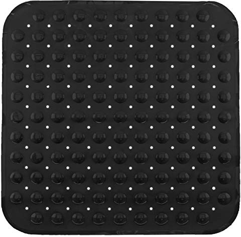 Brandsseller Tapis de Douche 53 cm x 53 cm Antidérapant Mat de Douche Anti-Glisse avec Ventouses - Noir