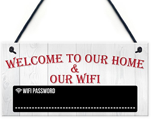 RED OCEAN Panneau noir à suspendre avec mot de passe « Welcome To Our Home & Wifi »