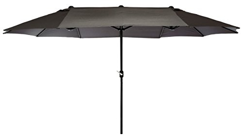 Nexos Doppelsonnenschirm Sonnenschirm XXL mit Kurbel Anthrazit 4,50m Polyester Stahl Terrasse Garten Pool Oval-Schirm Marktschirm