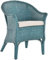 Rattan-Sessel Natur Korb-Sessel Rattansessel Rattanstuhl mit Armlehnen Lounge Flechtsessel (Blau, mit Polster)