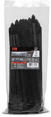 TR Industrial Ultra Heavy Duty Multi-Purpose UV Cable Ties (50-Piece), 250 lbs. Tensile Strength, 11.8, Black