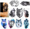 Konsait 9 Blätter Wolf Temporäre Tätowierung schwarz Tattoo Wasserdicht Klebe Tattoo Körperkunst Aufkleber Fake Arm Tattoos Sticker für männer Frauen, 21X15cm