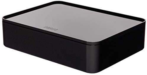 HAN Schubladenbox Allison SMART-ORGANIZER Utensilienbox mit Innenschale und Deckel/Serviertablett, stapelbar, für Büro, Schreibtisch, Badezimmer, Küche, möbelschonende Gummifüße, 1110-13, schwarz