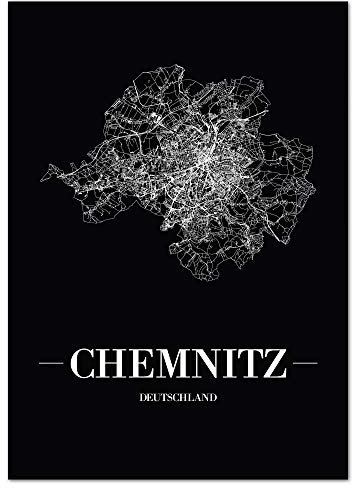 JUNIWORDS Stadtposter, Chemnitz, Wähle eine Größe, 21 x 30 cm, Poster, Schrift A, Schwarz