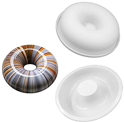 Hewnda 2Pack 7 Inch Round Silicone Donut Mould Chocolate Mousse Mould