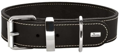 HUNTER AALBORG SPECIAL Hundehalsband, Leder, strapazierfähig, komfortabel, 60 (M-L), schwarz