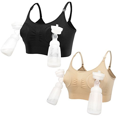 LOVELYBOBO 2 Pack Damen Schwangerschafts Still-BH Ohne Bügel Hände Freie Pumpen Bustier Milchpumpe BH