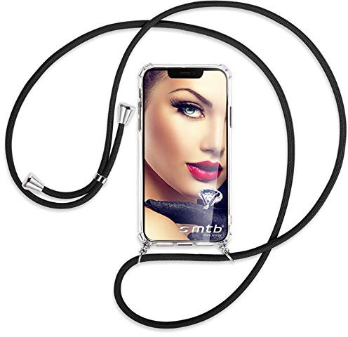 mtb more energy® Handykette kompatibel mit LG Q60, LG K50 (6.26'') - schwarz - Smartphone Hülle zum Umhängen - Anti Shock Strong TPU Case