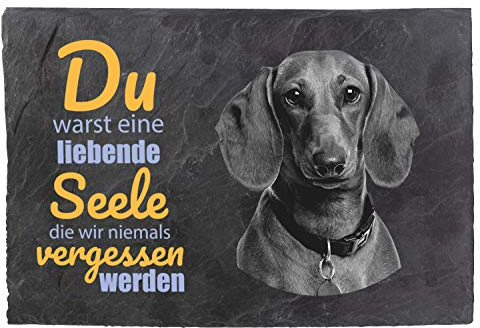 wandmotiv24 Gedenktafel Tiere Schiefer, 30x20cm, Grabstein Haustier personalisiertes Foto in Schwarzweiß, Portrait, Gedenkstein Hund Katze, Grabplatte, Grabschmuck, Erinnerung, Andenken M0240