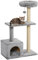 PawHut 96cm Cat Tree Condo Sisal Scratching Post Cat Tower Kitten Play House Dangling Ball Activity Center Furniture Grey