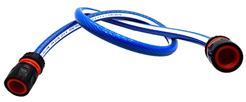 Garden Hose Pipe, Outdoor Tap to Reel Connection Set, Anti-Kink Reinforced 6 Layer Non-Toxic 1/2 Hose (Blue, 5 m / 16.40 ft + 2 Quick Connectors)